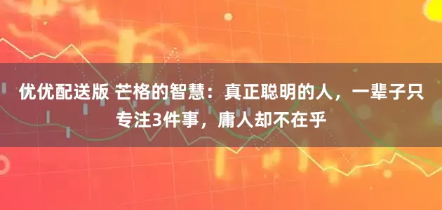 优优配送版 芒格的智慧：真正聪明的人，一辈子只专注3件事，庸人却不在乎